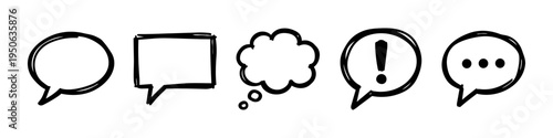 Speech Bubble, Rectangle Bubble and Cloud Bubble Monochrome Icon Set. High quality stock illustration with clear subject focus and cohesive composition for versatile commercial usage.