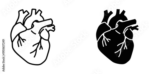 human heart anatomy comparison healthy vs diseased flat design vector illustration