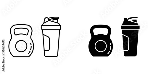 set of fitness and gym equipment flat design vector illustration