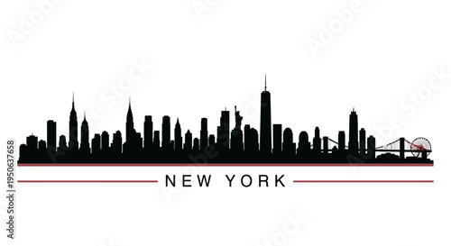 Iconic New York City Skyline Silhouette - A Symbol of Urban Majesty and American Dreams