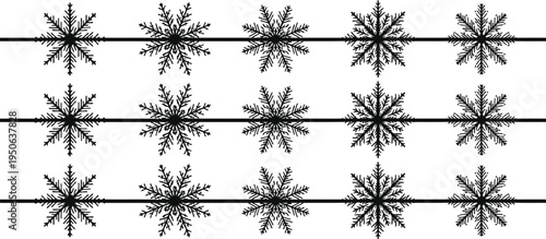 Collection of unique snowflakes on strings
