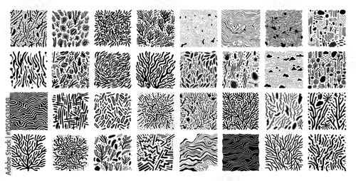Organic abstract patterns vector set Hand drawn collection of natural and biological textures