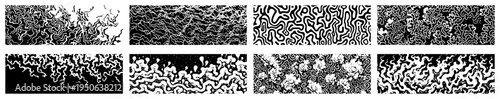 Abstract Seamless Pattern Strips Organic Maze Waves Texture Borders Set