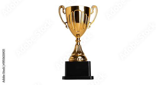 Obraz na płótnie Golden trophy cup isolated PNG, award prize for winner of competition or champio