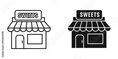 minimalist sweets shop storefront flat design vector illustration