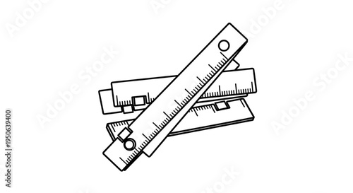 Rulers and straightedges stacked together.