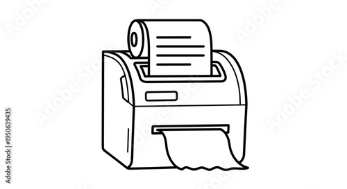 Office printer with paper rolling out.