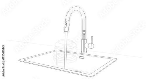 Modern kitchen faucet and sink.