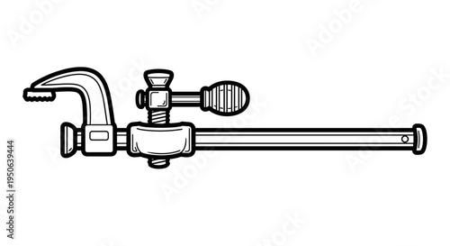 Old fashioned metal pipe clamp tool.