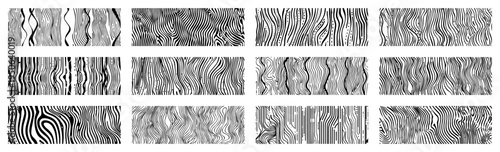 Hand drawn abstract wavy line textures vector set Collection of organic wood grain style backgrounds