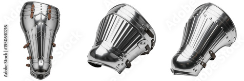 Tableau sur toile Set and collection of medieval knight armor leg guards greaves polished steel pl