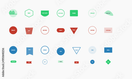 Promotional Vector Badges, Labels, and Stickers Set for Quality Product Marketing.