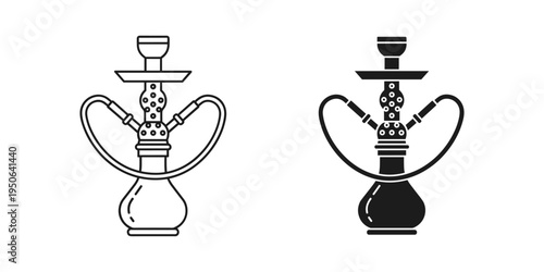 traditional hookah pipe with two stems flat design vector illustration