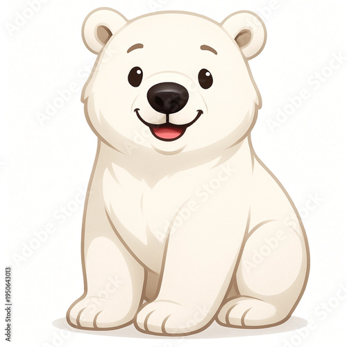 Cute polar bear cub cartoon illustration soft style