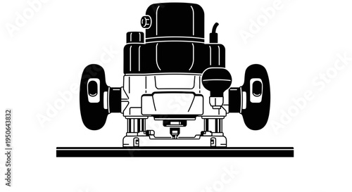 Black and white woodworking power tool.