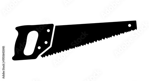 Black handsaw with handle and blade.