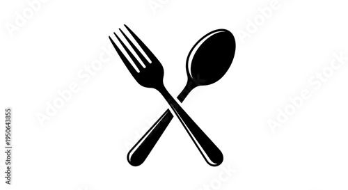 Crossed fork and spoon eating utensils 1.