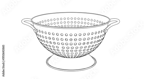 Colander with two handles on stand.