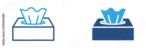 Tissue box icon set. Paper tissue dispenser icon, hygiene product and cleaning supply concept. Vector illustration.
