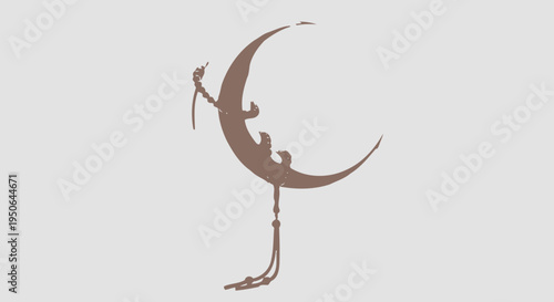 Lizard on crescent moon silhouette