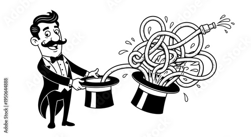 magician pulling snakes out of hat