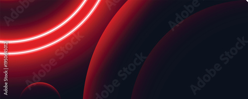 Abstract Neon technology background with Red circle lines glowing light for Landing Page Web design