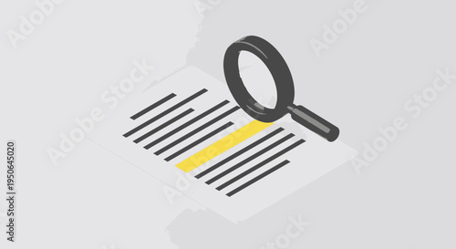 magnifying glass on document with highlighted line