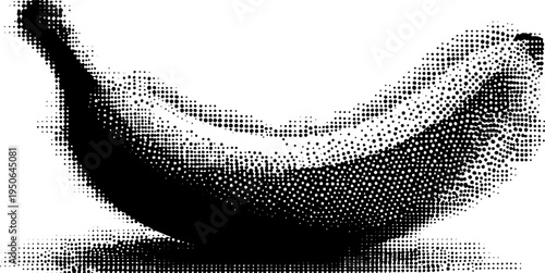 Black and white halftone banana illustration for vintage design projects