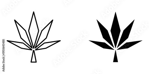 minimalist cannabis leaf flat design vector illustration isolated on white background