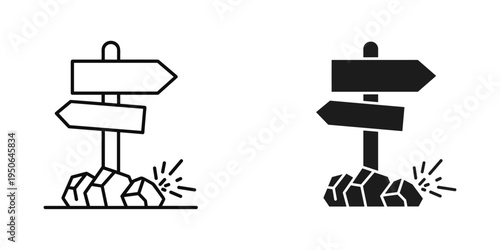 broken vs sturdy anchor support failure and stability flat design vector illustration