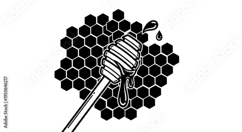 honey dipper on honeycomb