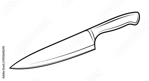 A sharp kitchen knife with handle.
