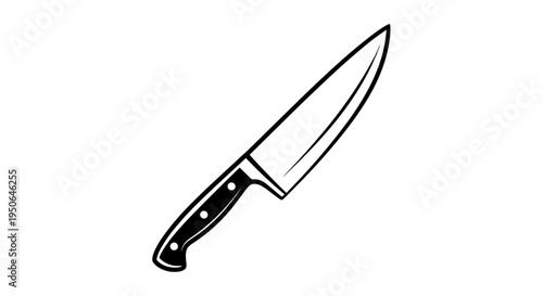 A sharp kitchen knife with handle 2.