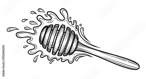 honey dipper with dripping honey