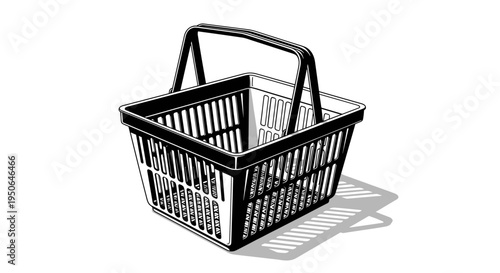 Black wire shopping basket with handle.