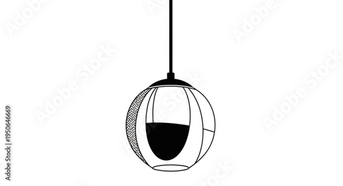 Elegant Hanging Globe Pendant Light Fixture with Black Shade.
