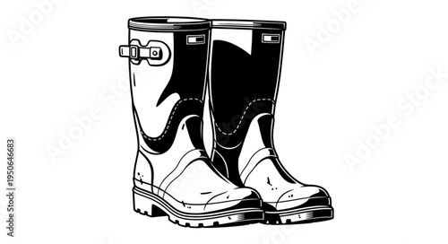 Pair of Rubber Boots for Gardening and Outdoor Activities.