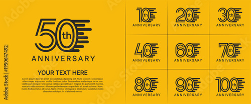 Anniversary logo type set with double line number. black color can be use special moment
