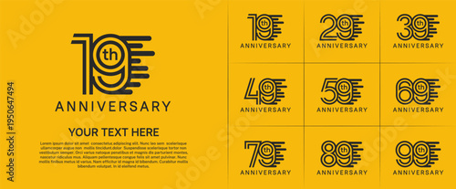 Anniversary logo type set with double line number. black color can be use special moment
