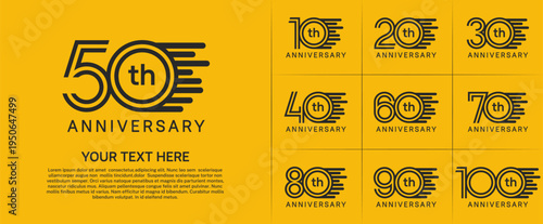 Anniversary logo type set with double line number. black color can be use special moment