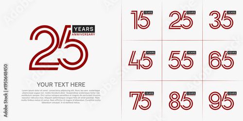 Anniversary logo type set with double line number. red and black color can be use special moment