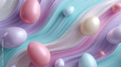 Abstract Pastel Easter Eggs Flowing Background