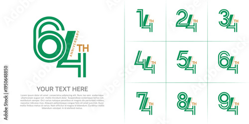 Anniversary logo type set with double line number. green and brown color can be use special moment