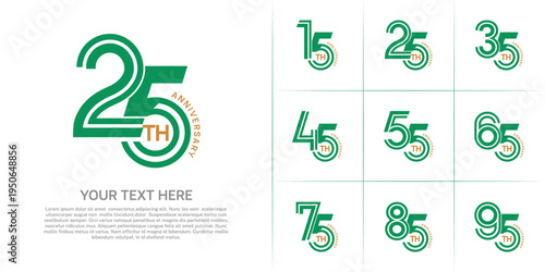 Anniversary logo type set with double line number. green and brown color can be use special moment