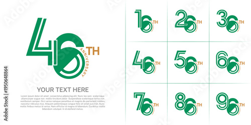 Anniversary logo type set with double line number. green and brown color can be use special moment