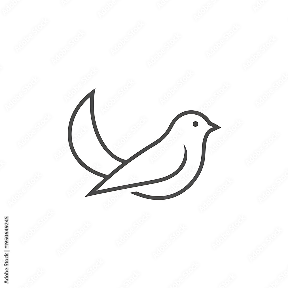 Fototapeta premium Minimalist black bird outline in flight isolated on a transparent background