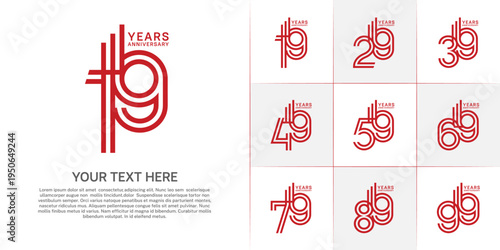 Anniversary logo type set with double line number. red color can be use special moment