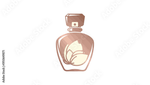 Elegant perfume bottle illustration on white background with floral design