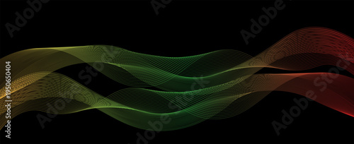 Abstract backdrop with colorful wave gradient lines on black background. Modern technology background, wave design. Vector