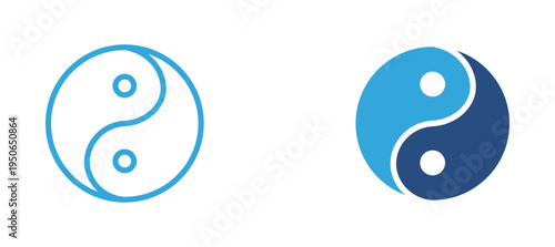 Yin yang symbol icon set. Balance and harmony sign icon, Chinese philosophy and duality concept. Vector illustration.